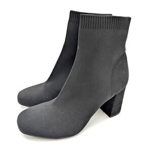 MIA Erika Flyknit Mid-Heel Sock Ankle Boots Women's Black Size US9.5M EU40